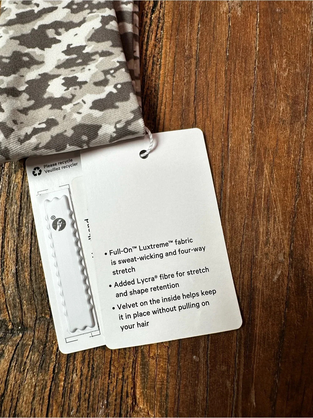 lululemon athletica Gray Camo Wide Headband